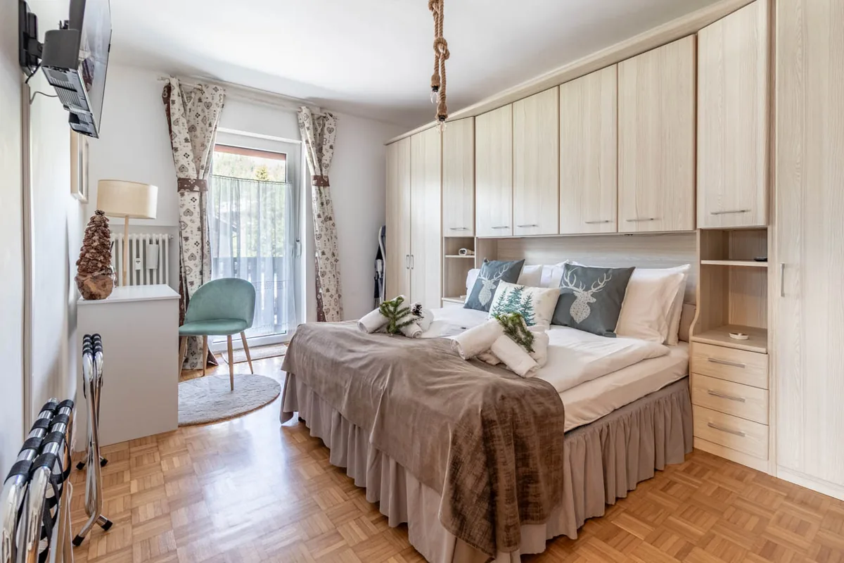 Bright double bedroom with bunk beds