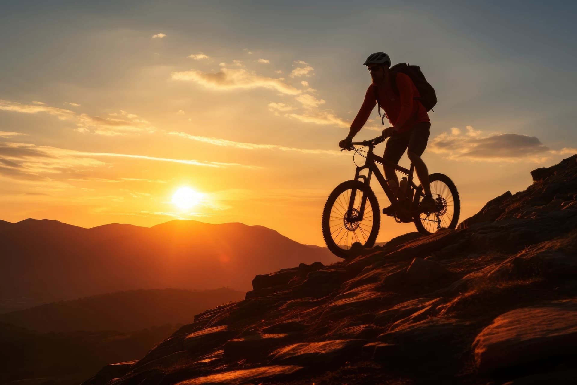 Mountainbiker auf Latemar-Trail mit Dolomiten-Blick